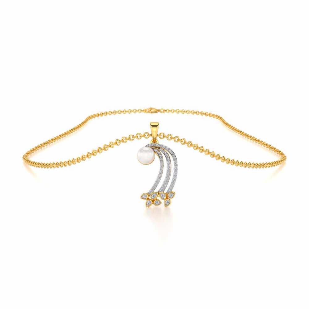 Flora-Tide Silver Pearl Pendant - Yellow Gold - Image 3