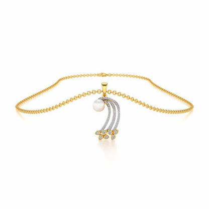 Flora-Tide Silver Pearl Pendant - Yellow Gold - Image 3