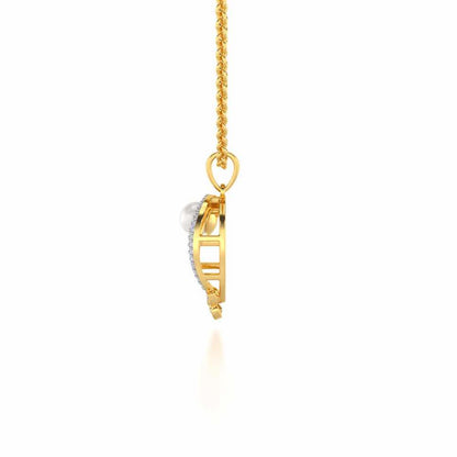 Flora-Tide Silver Pearl Pendant - Yellow Gold - Image 4