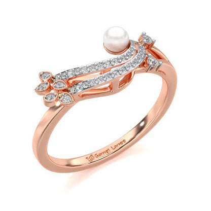 Flora-Tide Silver Pearl Ring - Rose Gold - Image 1