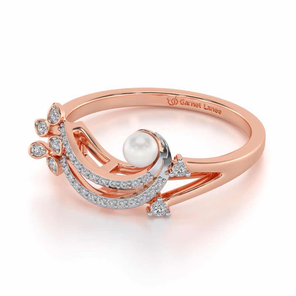 Flora-Tide Silver Pearl Ring - Rose Gold - Image 2