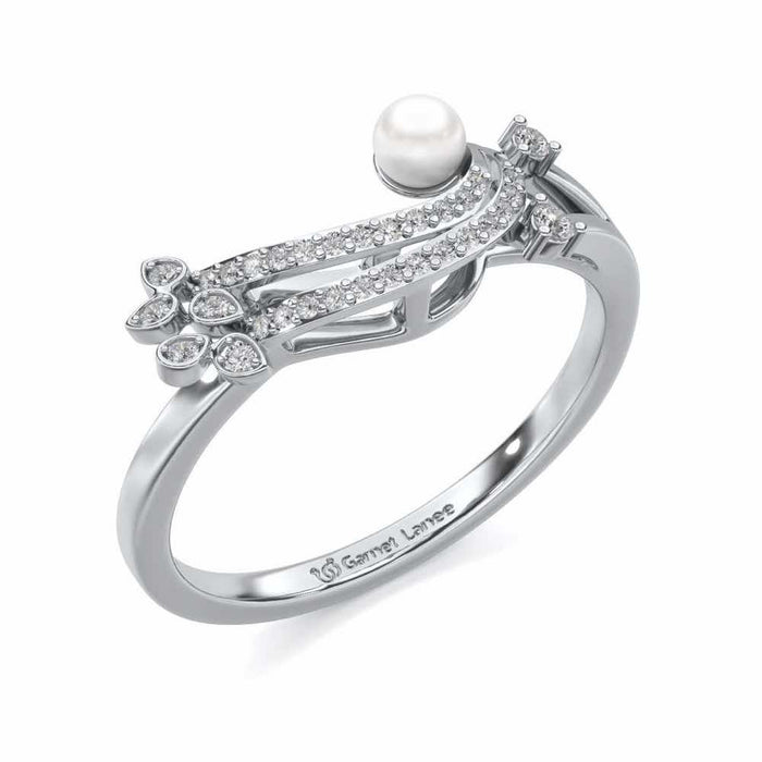 Flora-Tide Silver Pearl Ring - White Gold - Image 1