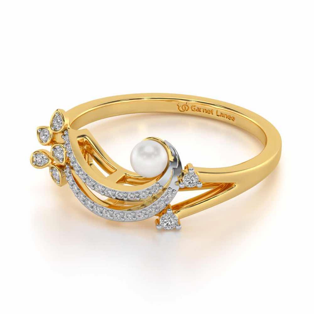 Flora-Tide Silver Pearl Ring - Yellow Gold - Image 2