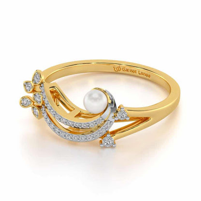 Flora-Tide Silver Pearl Ring - Yellow Gold - Image 2