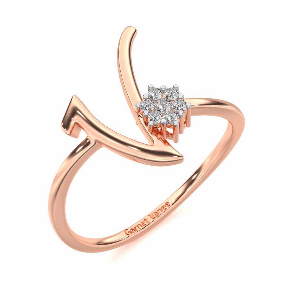 Flora V Silver Ring - Rose Gold - Image 1