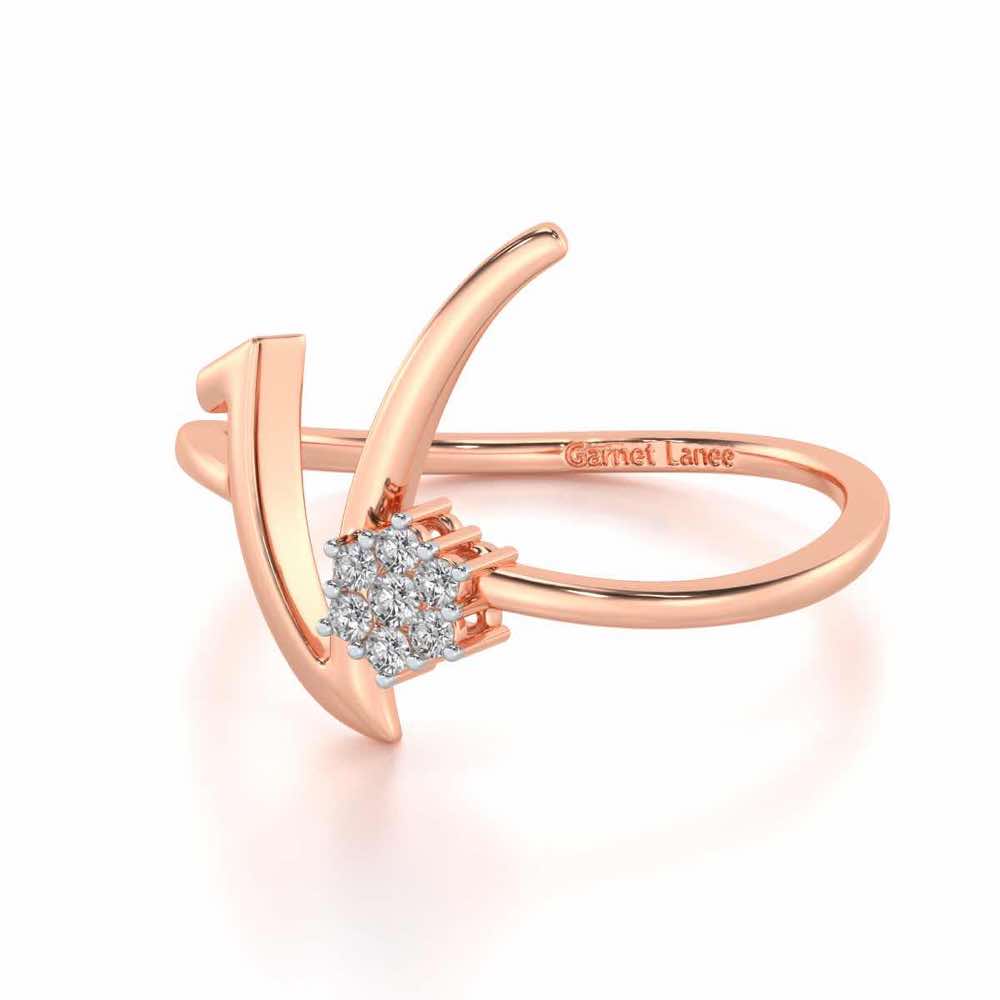 Flora V Silver Ring - Rose Gold - Image 2