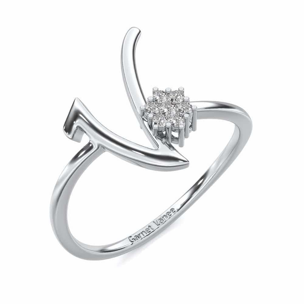 Flora V Silver Ring - White Gold - Image 1
