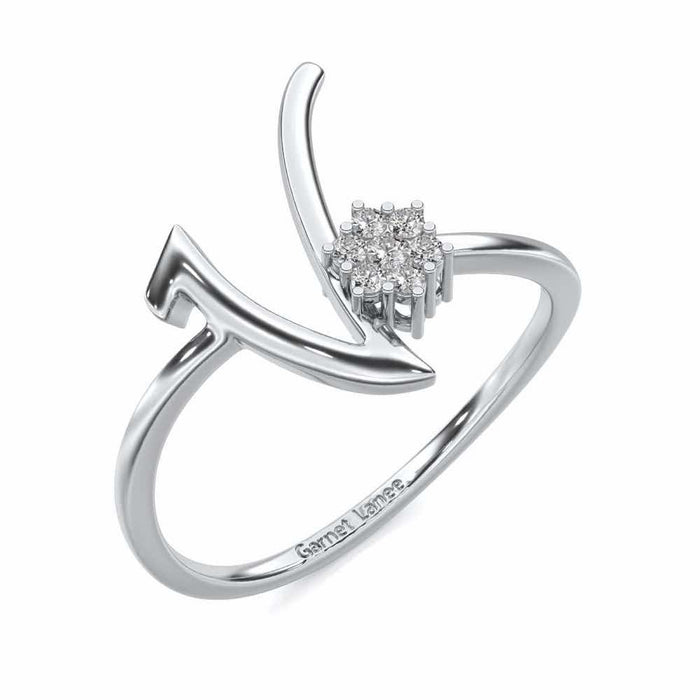Flora V Silver Ring - White Gold - Image 1