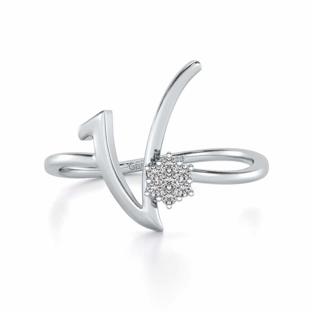 Flora V Silver Ring - White Gold - Image 4