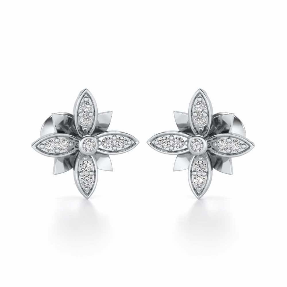 Floraison Silver Studs - White Gold - Image 1