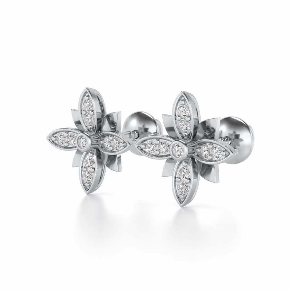 Floraison Silver Studs - White Gold - Image 3
