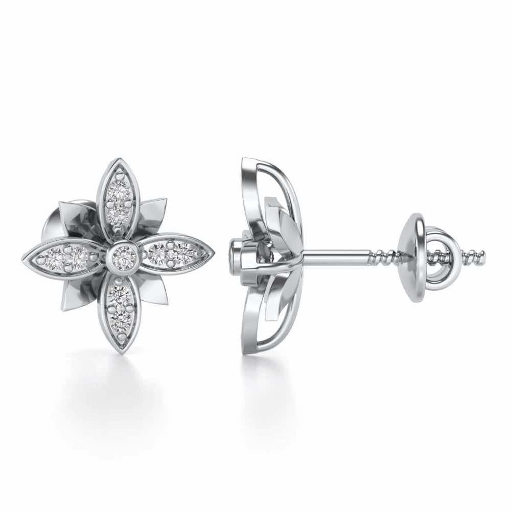 Floraison Silver Studs - White Gold - Image 4