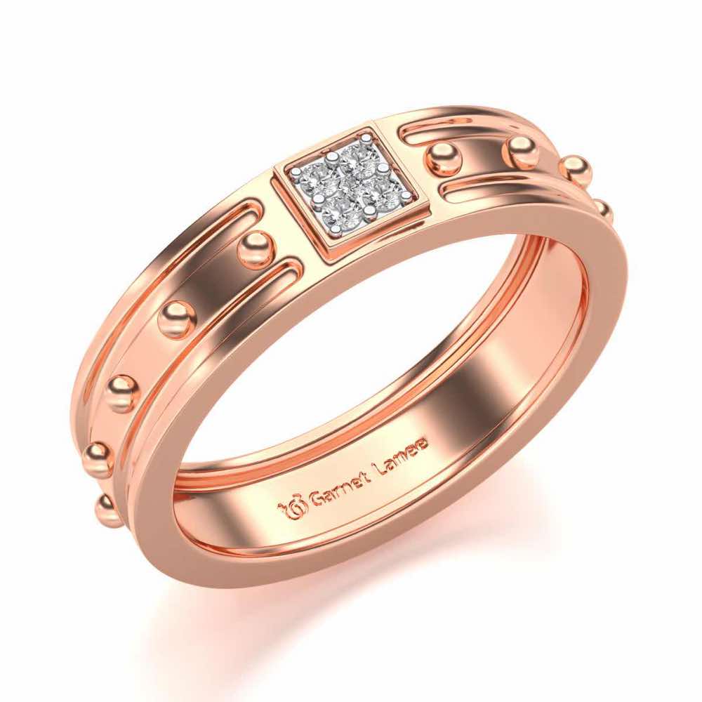 Floral Silver Band Ring - Rose Gold - Image 1