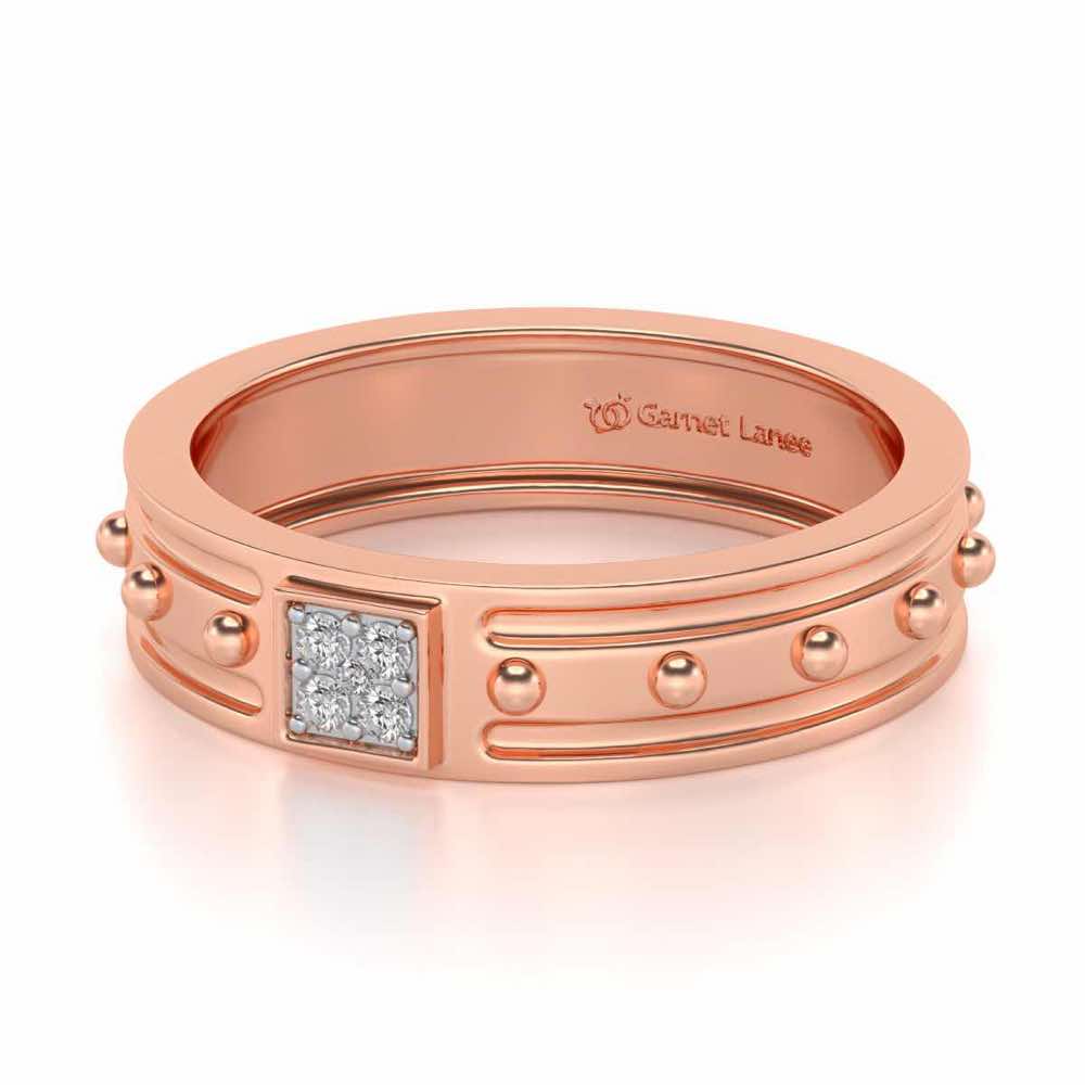 Floral Silver Band Ring - Rose Gold - Image 2