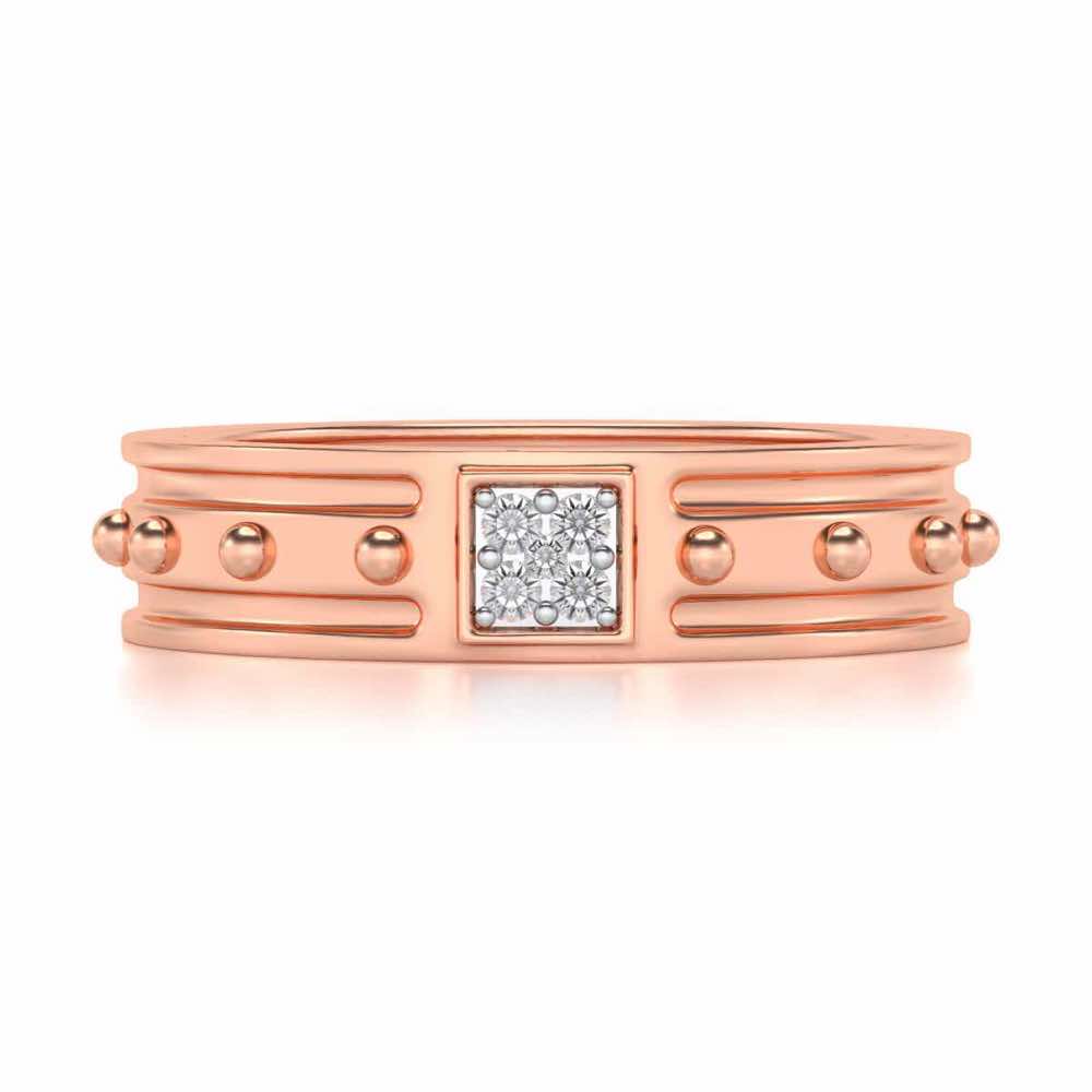 Floral Silver Band Ring - Rose Gold - Image 4