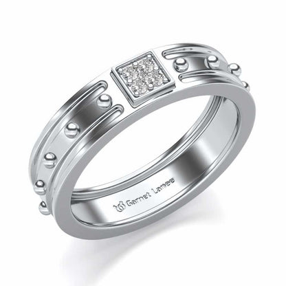 Floral Silver Band Ring - White Gold - Image 1