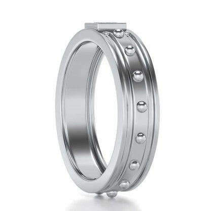 Floral Silver Band Ring - White Gold - Image 3