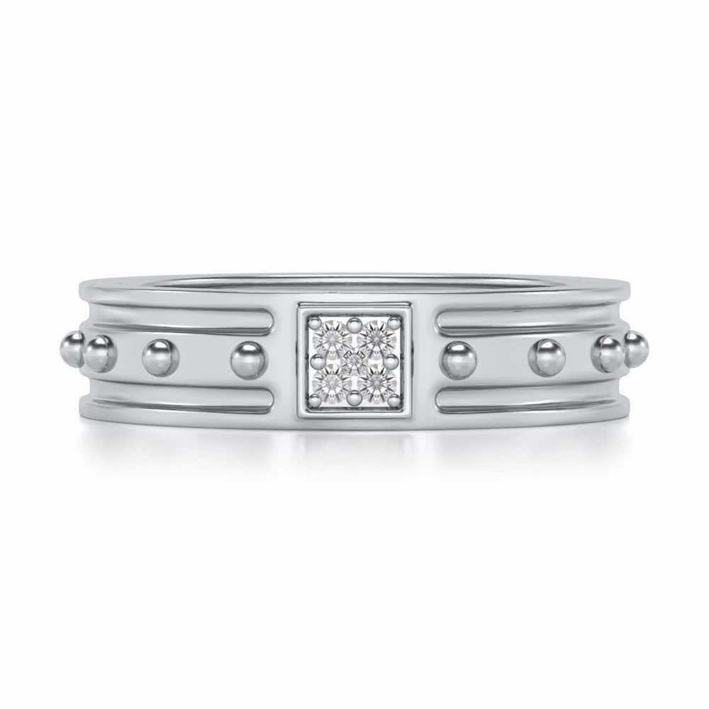 Floral Silver Band Ring - White Gold - Image 4