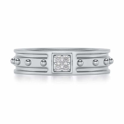 Floral Silver Band Ring - White Gold - Image 4