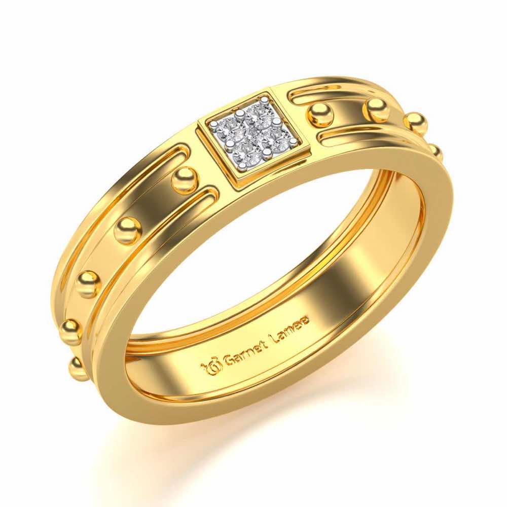 Floral Silver Band Ring - Yellow Gold - Image 1