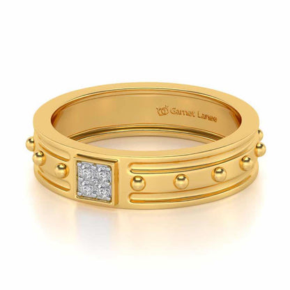 Floral Silver Band Ring - Yellow Gold - Image 2