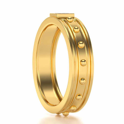 Floral Silver Band Ring - Yellow Gold - Image 3