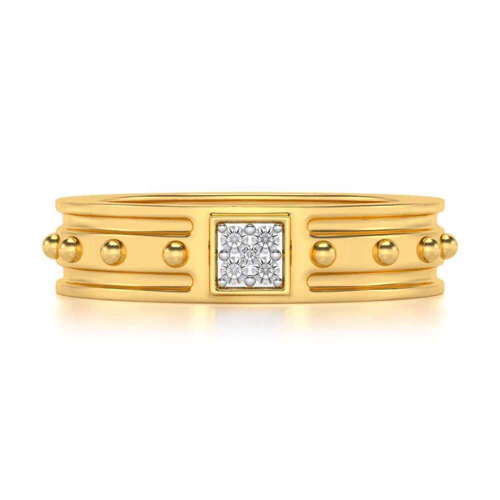 Floral Silver Band Ring - Yellow Gold - Image 4