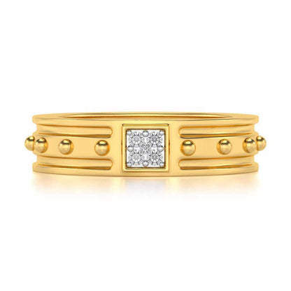 Floral Silver Band Ring - Yellow Gold - Image 4