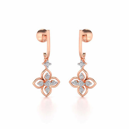 Floral Silver Hanging Earrings - Rose Gold - Image 1