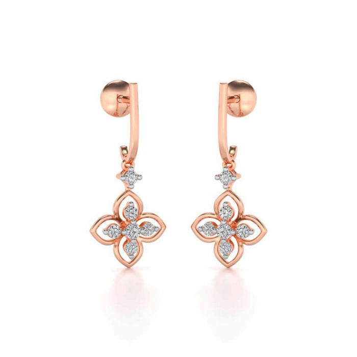 Floral Silver Hanging Earrings - Rose Gold - Image 1