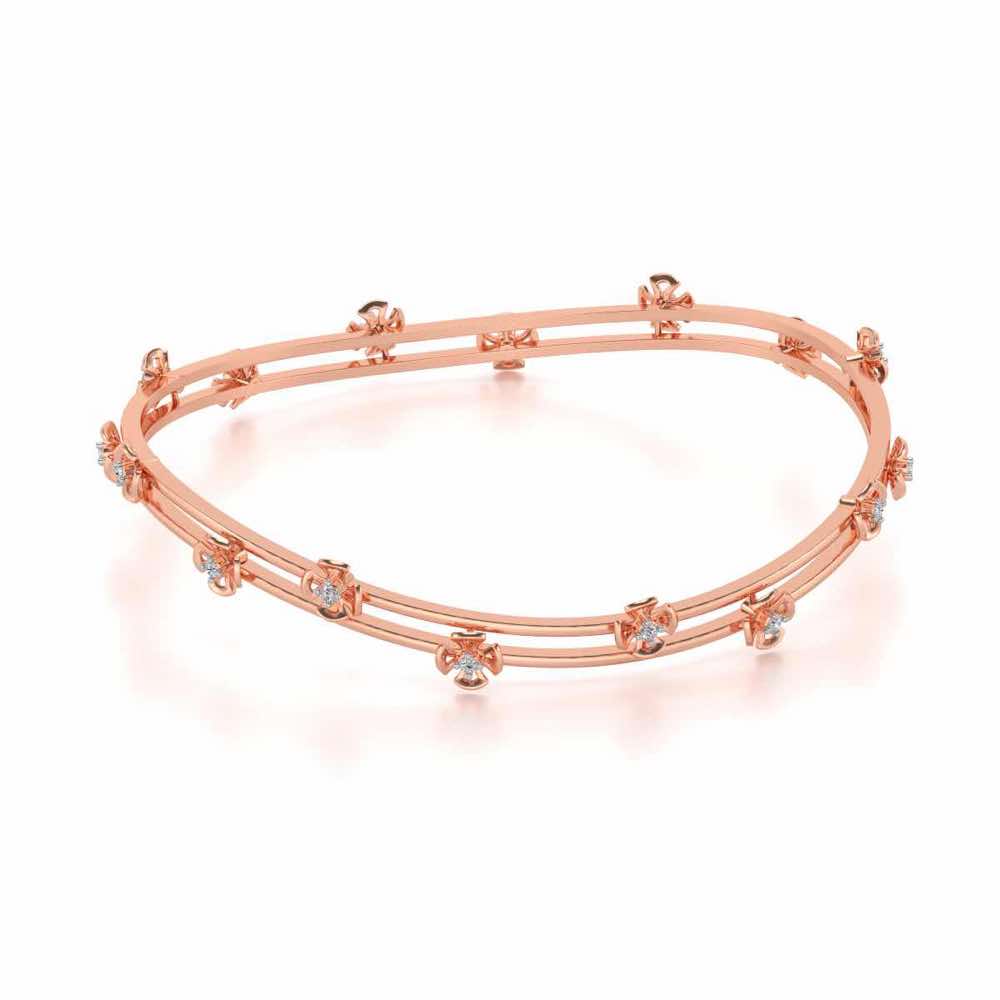 Floral Silver Bangles - Rose Gold - Image 2
