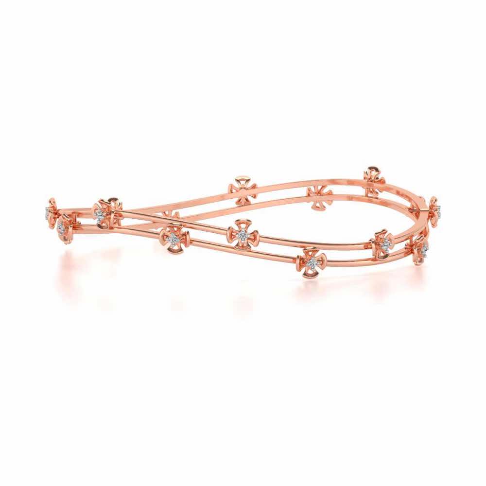 Floral Silver Bangles - Rose Gold - Image 4