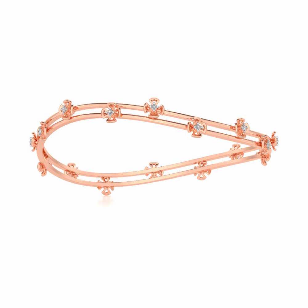 Floral Silver Bangles - Rose Gold - Image 5