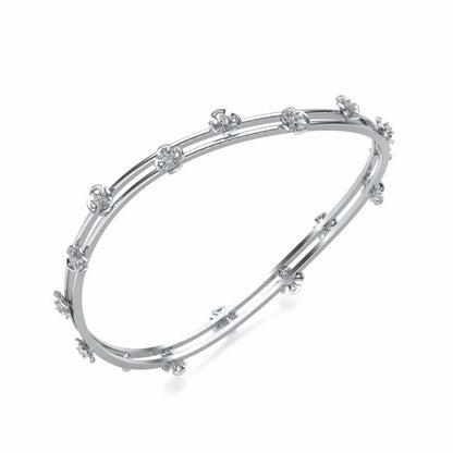 Floral Silver Bangles - White Gold - Image 1
