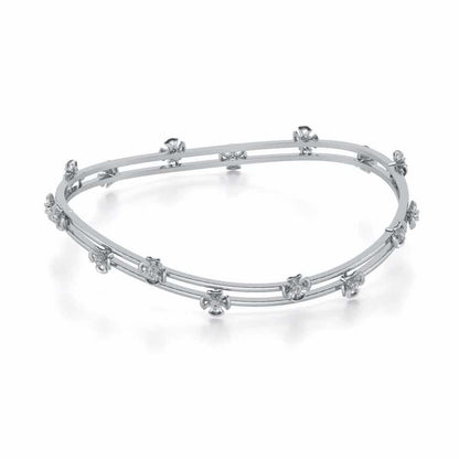 Floral Silver Bangles - White Gold - Image 2