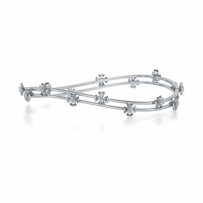 Floral Silver Bangles - White Gold - Image 4