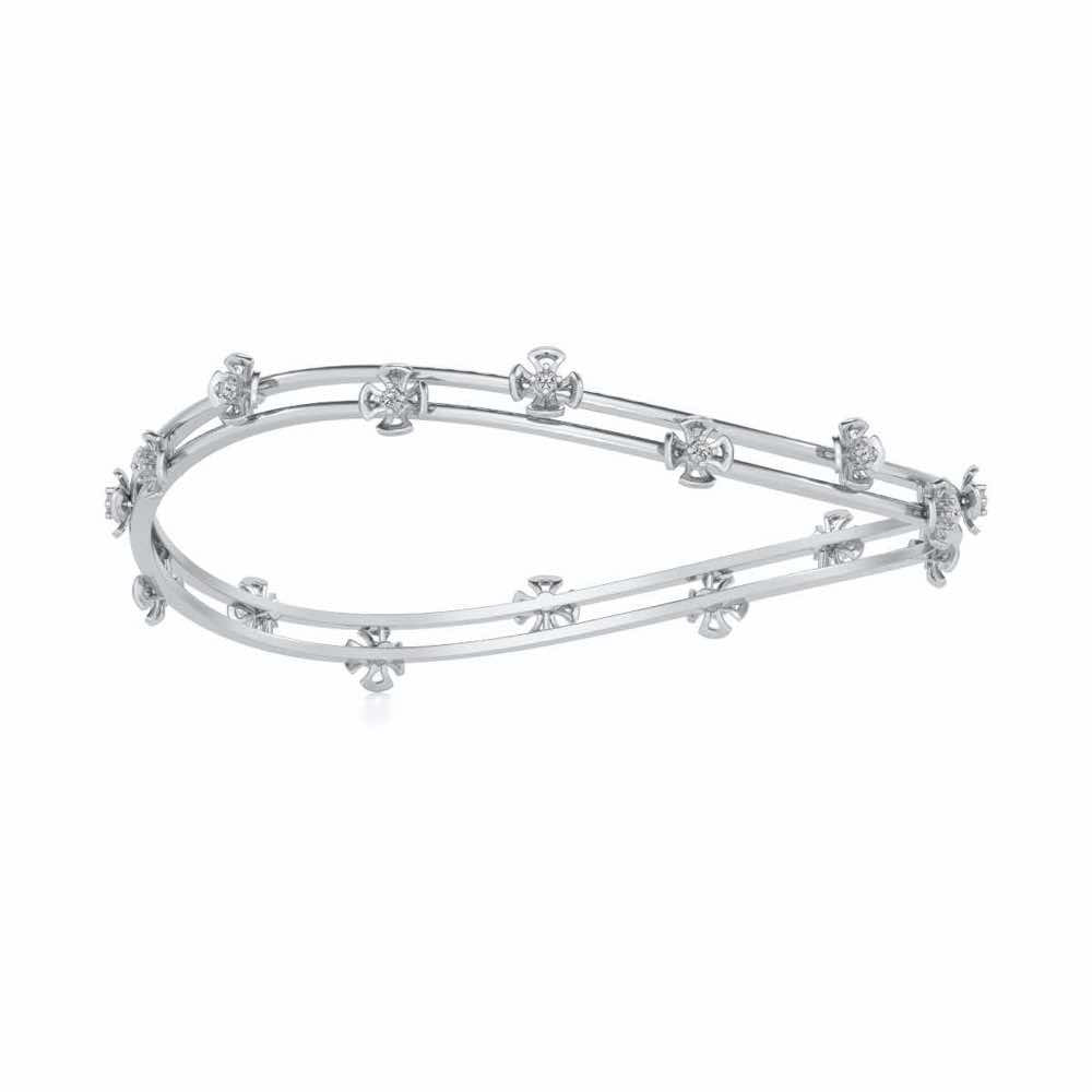 Floral Silver Bangles - White Gold - Image 5