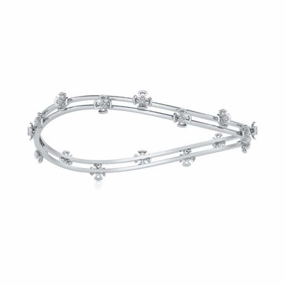 Floral Silver Bangles - White Gold - Image 5