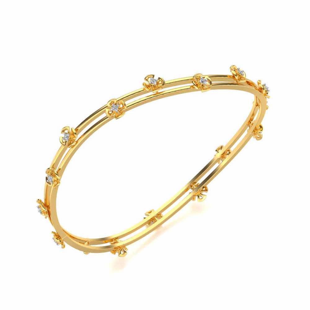 Floral Silver Bangles - Yellow Gold - Image 1