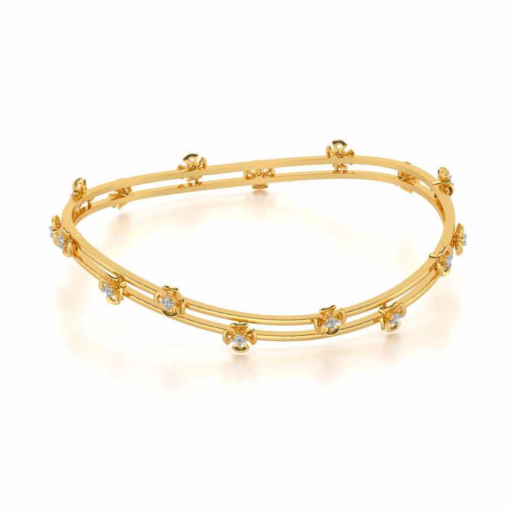 Floral Silver Bangles - Yellow Gold - Image 2