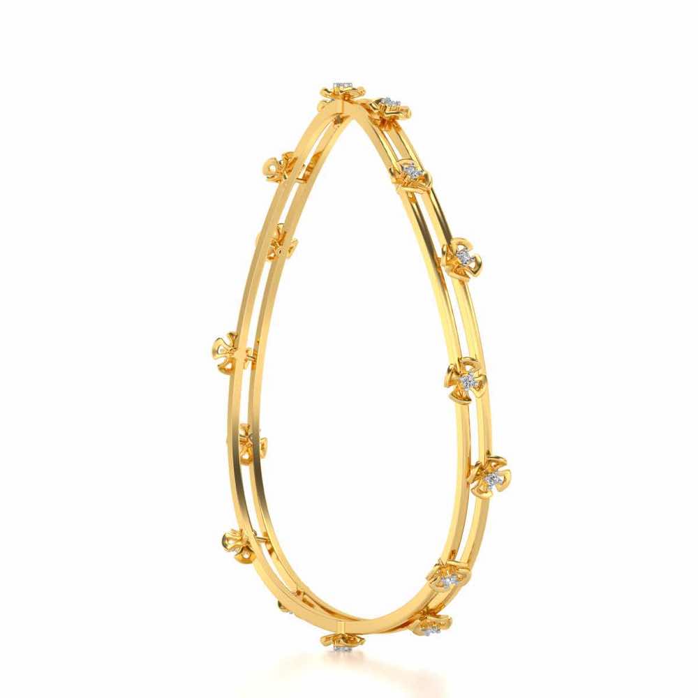 Floral Silver Bangles - Yellow Gold - Image 3