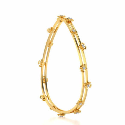 Floral Silver Bangles - Yellow Gold - Image 3