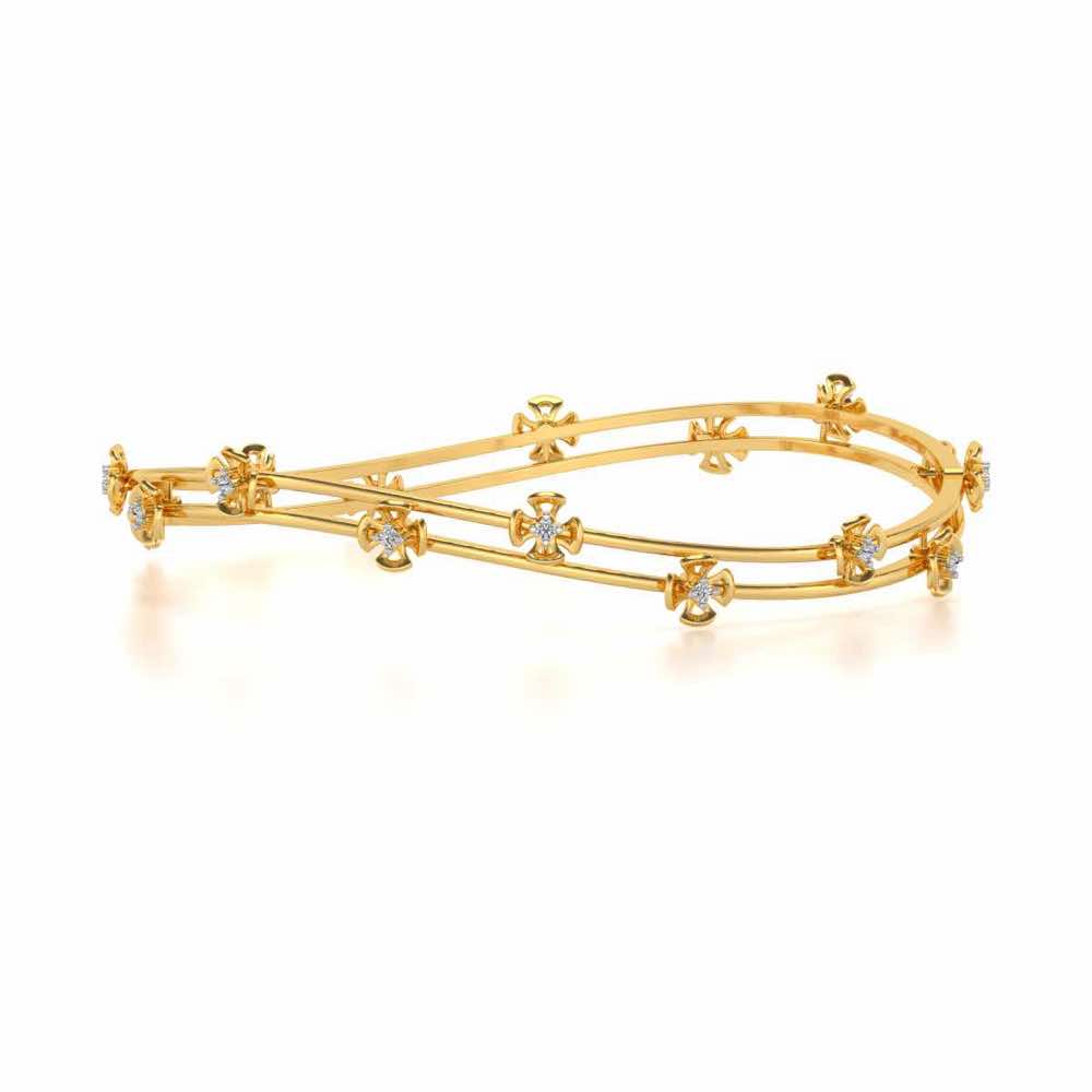 Floral Silver Bangles - Yellow Gold - Image 4