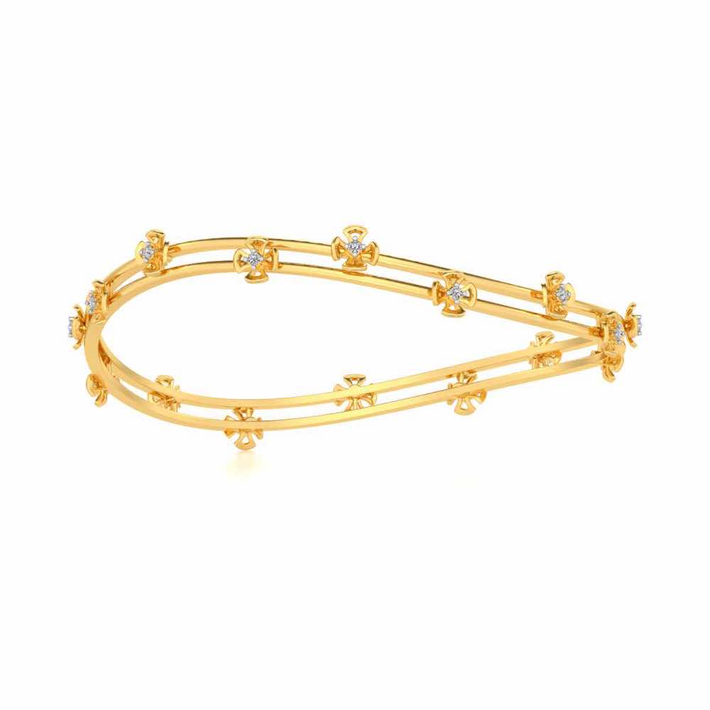 Floral Silver Bangles - Yellow Gold - Image 5
