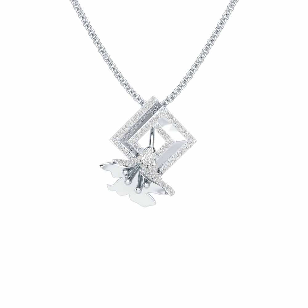 Floral Magnificence Silver Pendant - White Gold - Image 1
