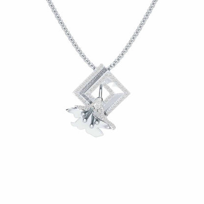 Floral Magnificence Silver Pendant - White Gold - Image 1