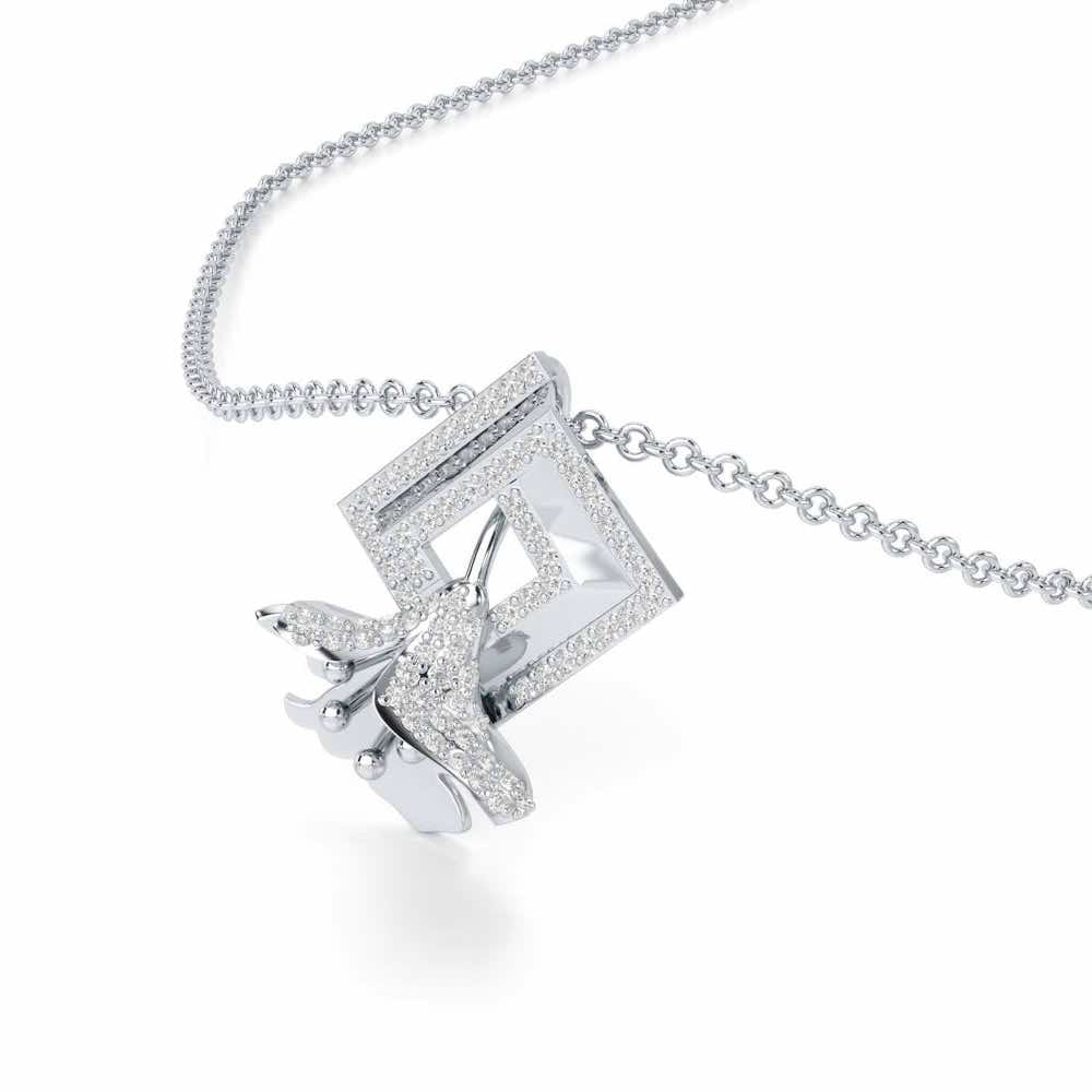 Floral Magnificence Silver Pendant - White Gold - Image 2