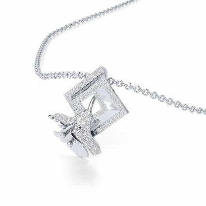 Floral Magnificence Silver Pendant - White Gold - Image 2