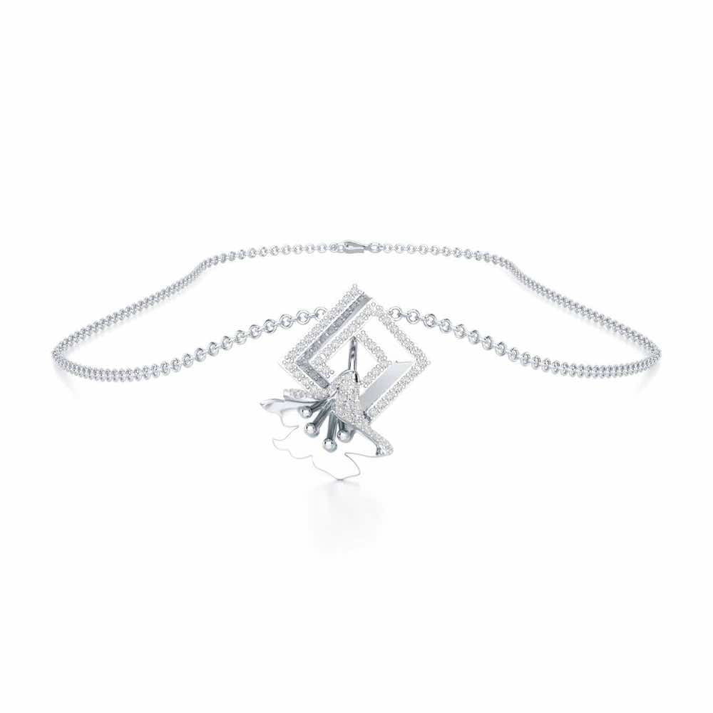Floral Magnificence Silver Pendant - White Gold - Image 3