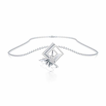 Floral Magnificence Silver Pendant - White Gold - Image 3